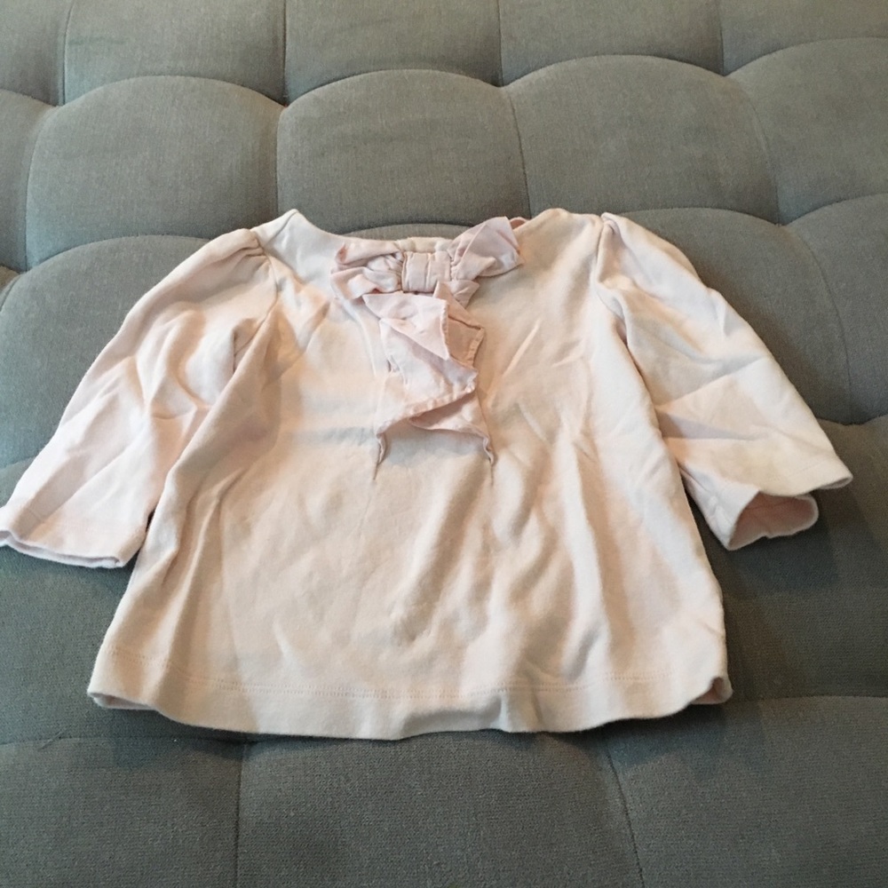 Janie and Jack pink bow shirt